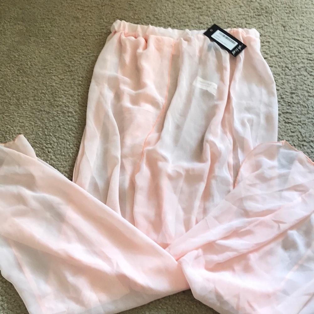 Sheer Pink Maxi Skirt with Slits